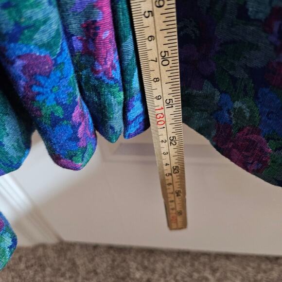 Vintage Drop Waist Dress Women 2X Floral 80s Glam Rock Pleated Festival Cottage - Picture 7 of 9